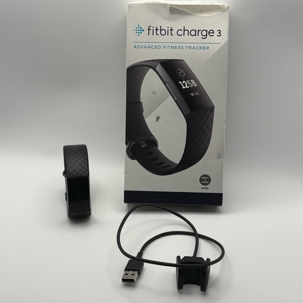 Fitbit Charge 2 Wristband Activity Tracker Black FB407 w/ Charger - TESTED Works